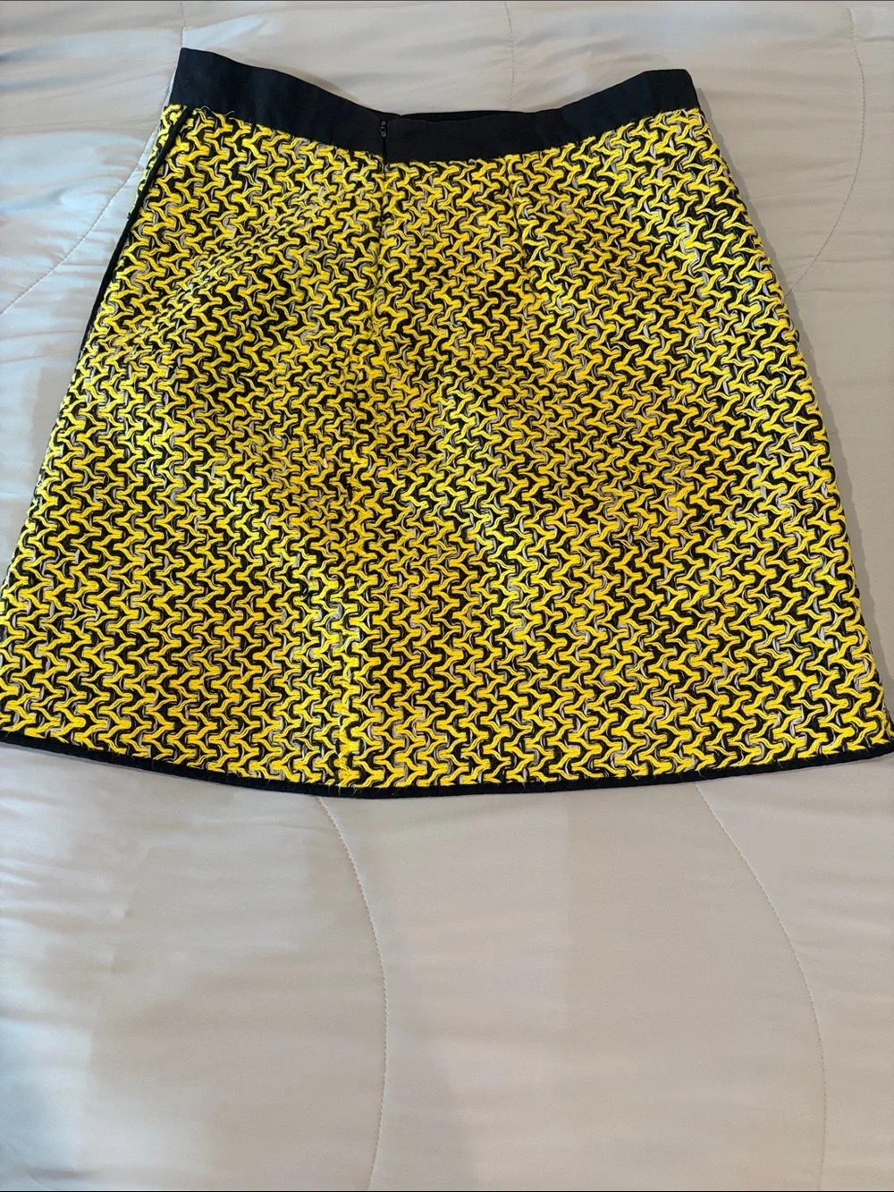 MSGM Yellow and Black Mini Skirt with Geometric Pattern